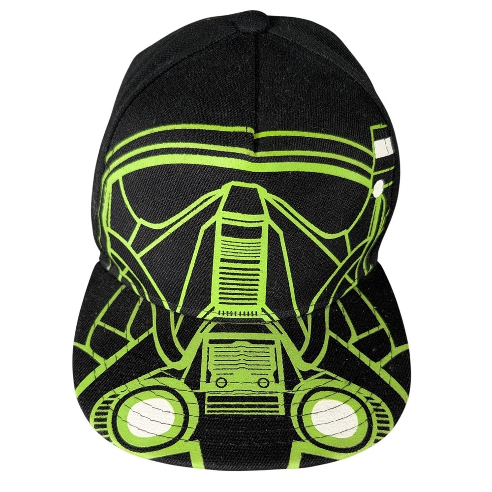 Star Wars Boba Fett Neon Green Graphic Snapback Hat Black Flat Bill Cap